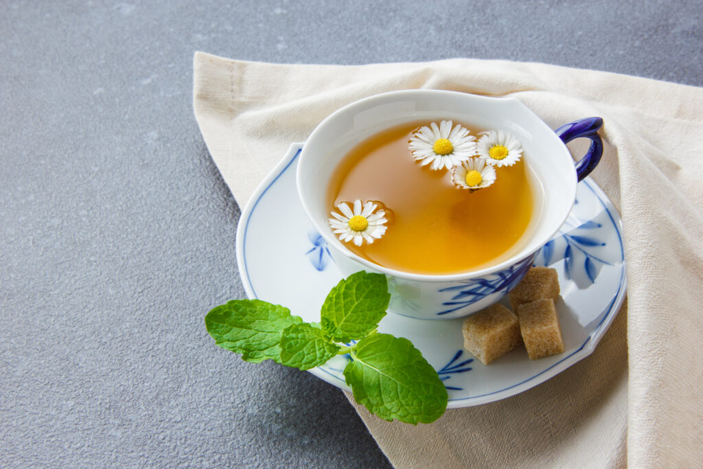 Refreshing Chamomile tea in summer
