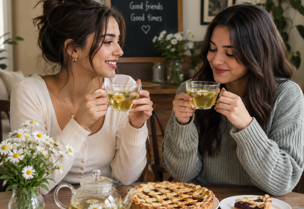 Relaxed Evenings with Chamomile Tea & Healthy Snacks